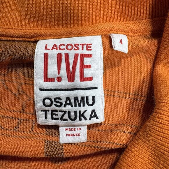 Lacoste Live x Osamu Tezuka Polo Shirt Size 4* Allover Print Orange Preppy Rare - Picture 5 of 16